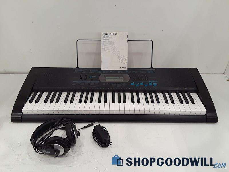 Casio CTK-2100 Digital Electronic Piano Keyboard Headphones + More *PWRS ON