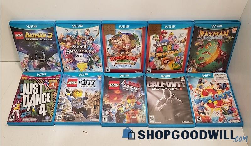  10 Nintendo Wii U Games Lot Donkey Kong Mario Smash Rayman LEGO CoD