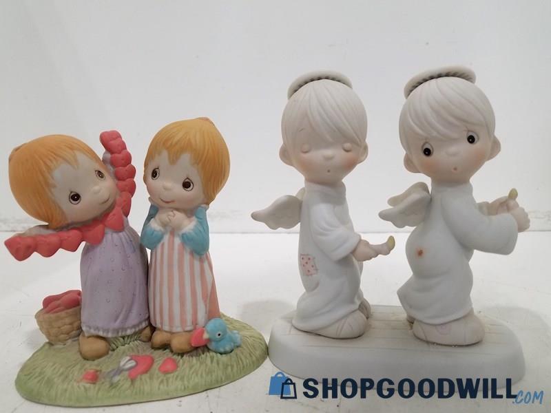 2 Sets Of Vintage Precious Moments Porcelain Figurines 