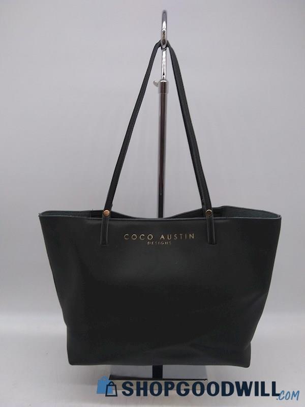 Coco Austin Black Pebbled Leather Shoulder Tote Handbag Purse 