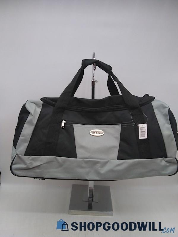 Bella Russo Grey/ Black Canvas Duffle Luggage Handbag Purse 
