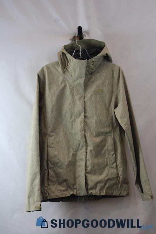 The North Face Women's Beige Striped Zip Up Rain Jacket SZ M