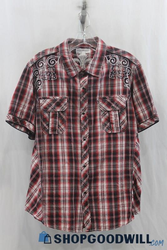 Pila Design Womens Red Plaid Snap Button Shirt Sz 2XL