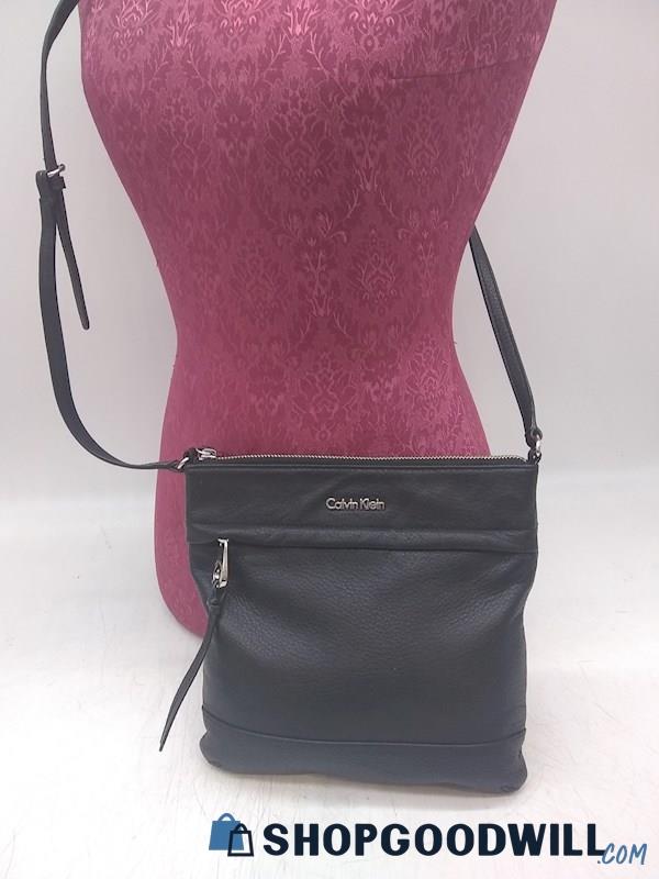 Calvin Klein Black Pebbled Faux Leather Crossbody Handbag Purse 
