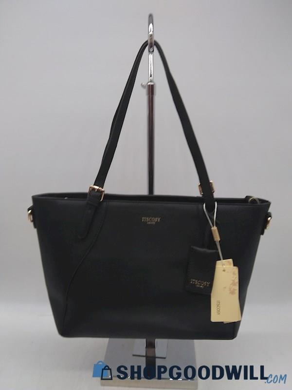 Itscosy Black Pebbled Faux Leather Shoulder Tote Handbag Purse 