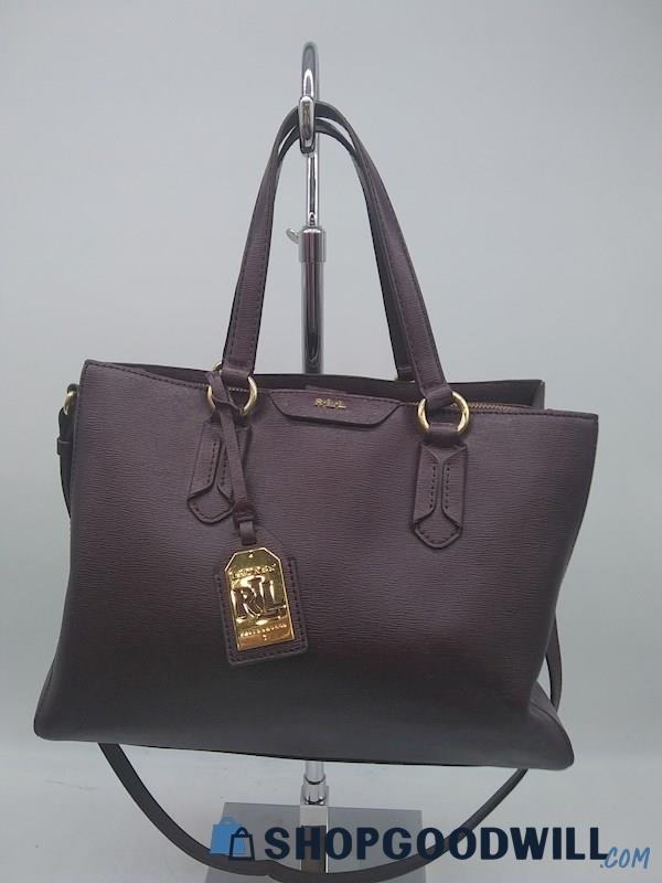 Lauren Ralph Lauren Dark Burgundy Faux Leather Crossbody Handbag Purse 