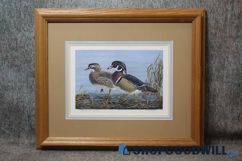 Wood Duck Lovers Framed Wildlife Bird Print 205/500 Signed Sharon Manka Art