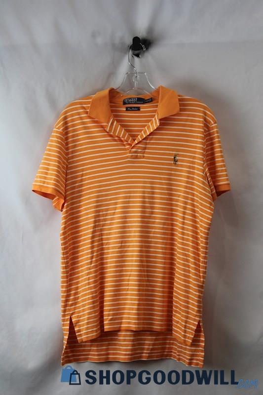 Polo Ralph Lauren Men's Orange/White Striped Soft Knit Polo SZ M