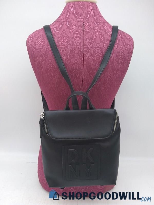DKNY Black Faux Leather Mini Backpack Handbag Purse 