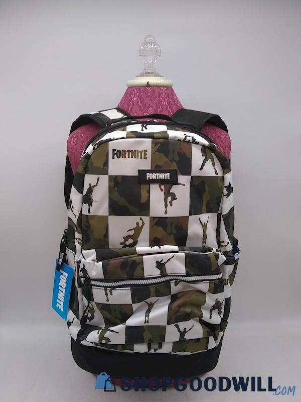 Fortnite White/ Camo Nylon Backpack Handbag Purse 
