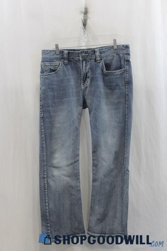Rock N Roll Mens Blue Washed Bootcut Jeans Sz 33x30
