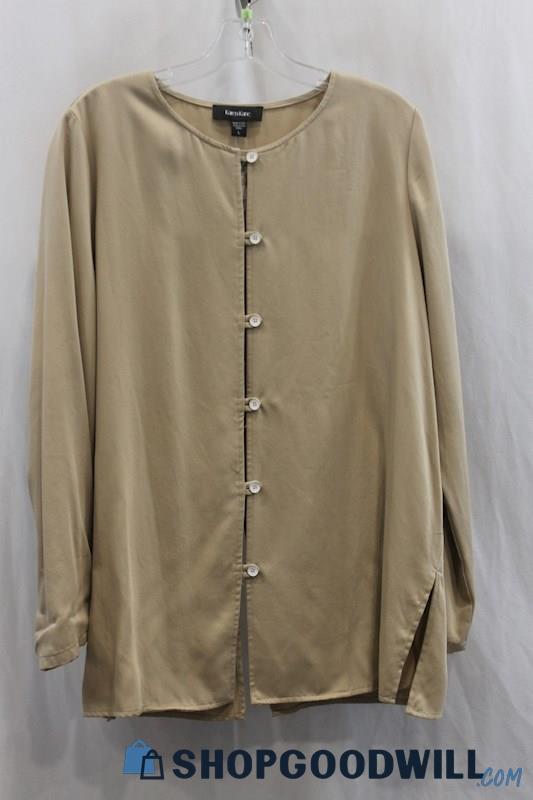 NWT Karen Kane Women's Tan Button Up Blouse SZ L