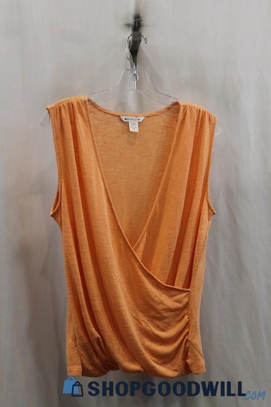 Athleta Womens Heather Orange Front Cross Tank Blouse Sz M