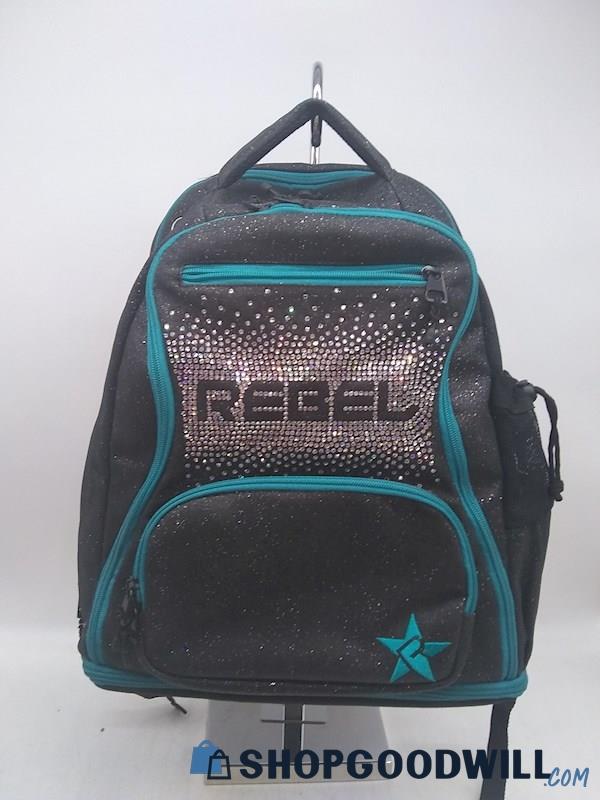 Rebel Athletic Black Shimer Canvas Backpack Handbag Purse 