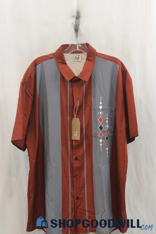 NWT Hardaddy Mens Gray/Rusted Red Button Down Shirt Sz XL