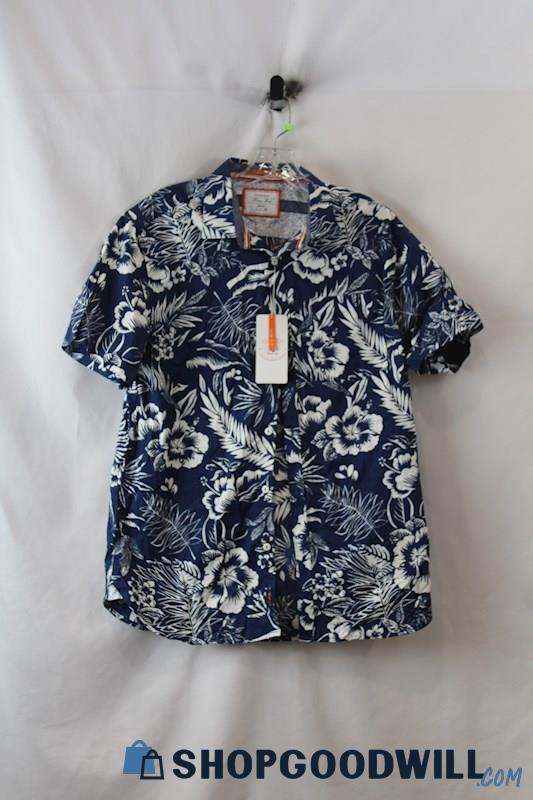NWT Cactus Man Men's Navy/White Floral Hawaiian Button Up Shirt sz L