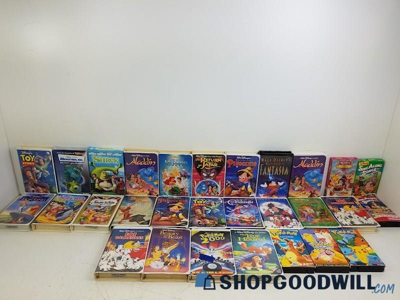 VHS Kids Vintage Movie Lot, Disney, Dreamworks, Pixar Pokemon, Collectibles