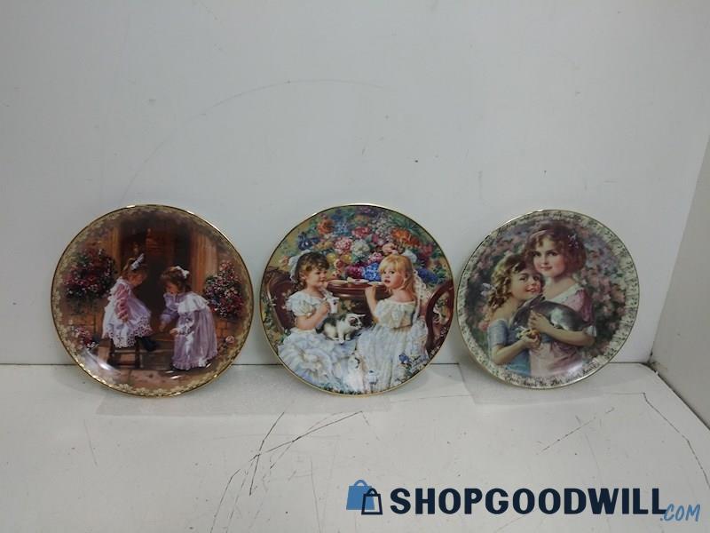 3PC Reco Decorative Plates  Tea Party Sister Relationship Love Flowers  VNTG