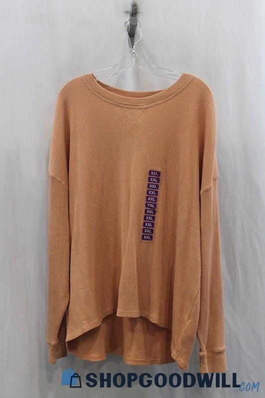 NWT Seven7 Womens Dusty Orange Waffle Sweatshirt Sz 2XL