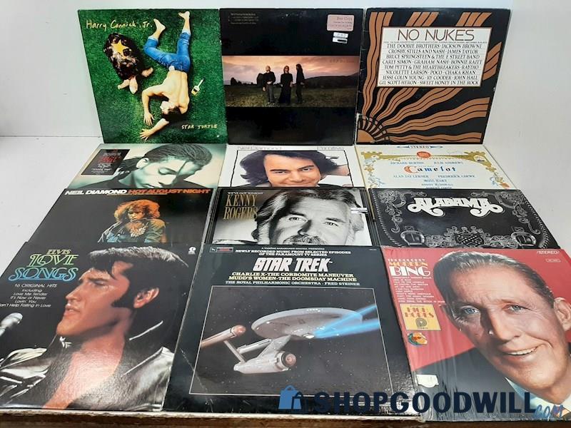 12 Popular LPs All Like New Harry Connick Jr Bee Gees No Nukes Star Trek +