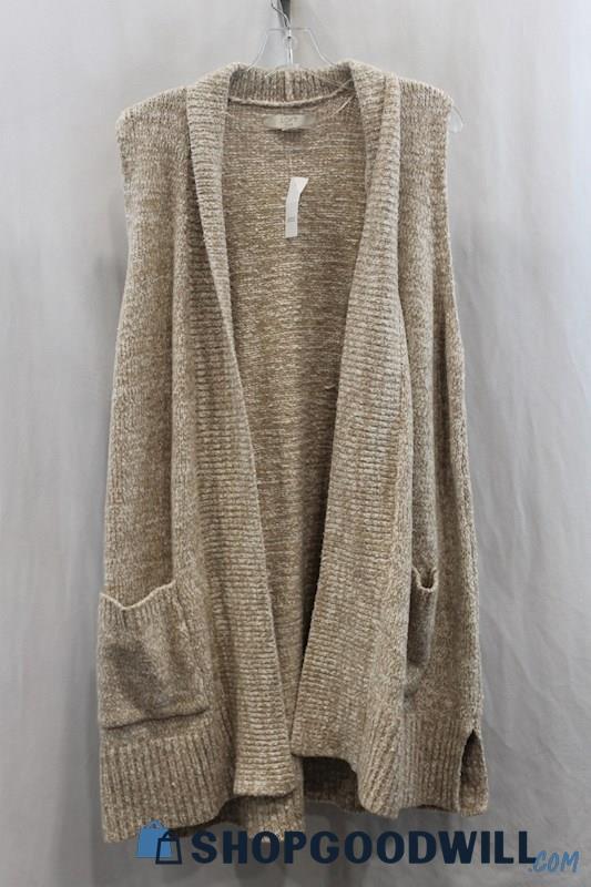 NWT Loft Women's Heather Oatmeal Open Cardigan SZ 16/18