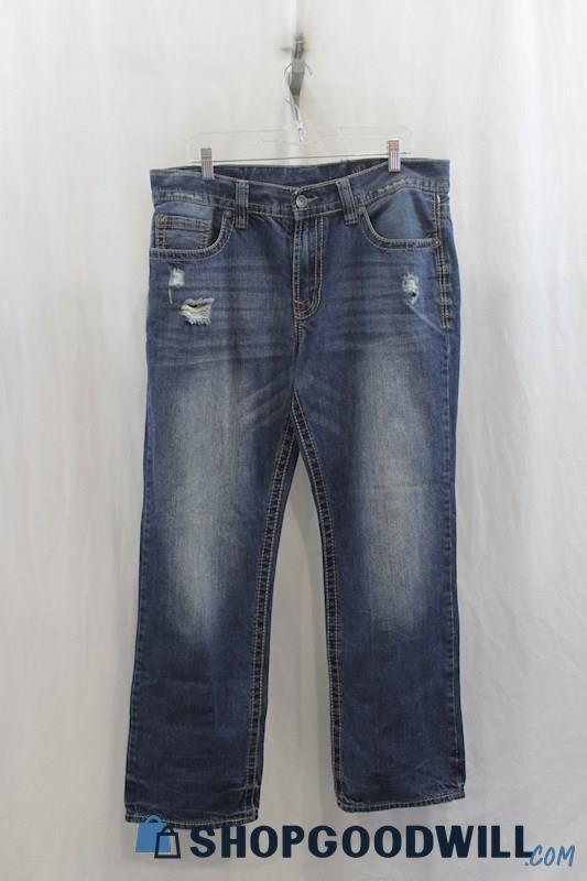Axel Mens Blue Washed Bootcut Jeans Sz 36x32
