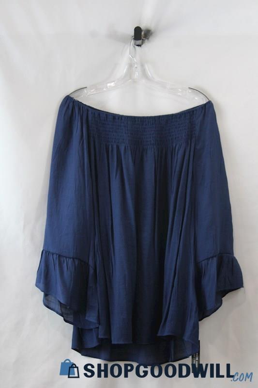 NWT Jack & Rachel Women's Navy OTS Bell Sleeve Blouse SZ 2X