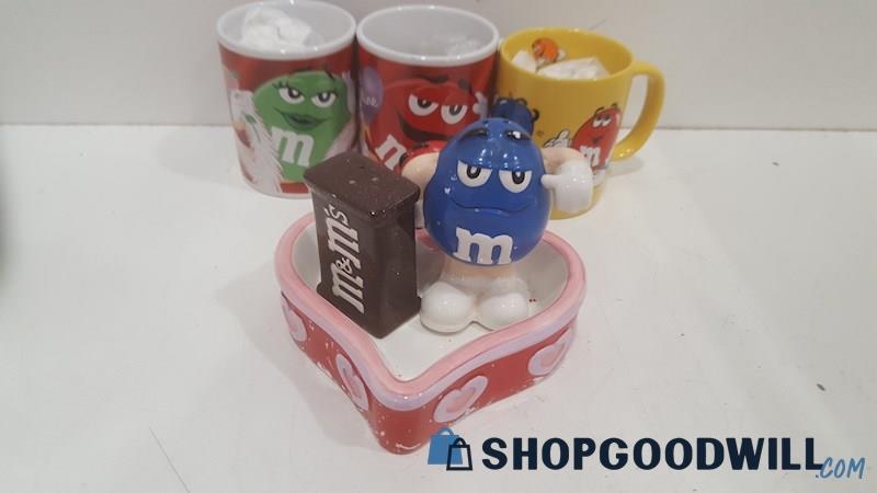 M&M's Ceramic Salt & Pepper Shakers Set, Heart Candy Dish, Cups