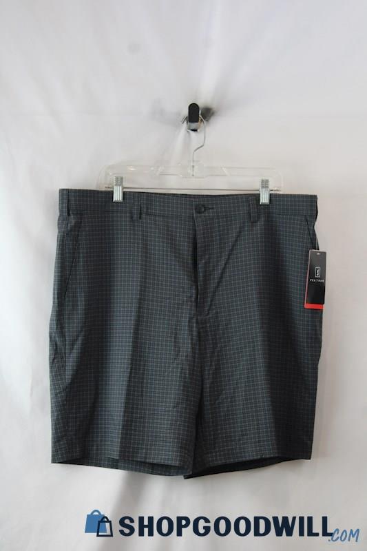NWT PGA Tour Men's Charcoal Gray Checkered Active Golf Chino Shorts sz 40