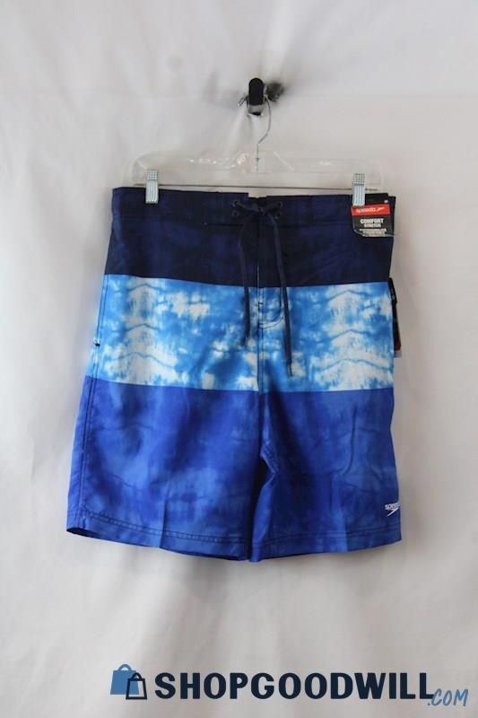 NWT Speedo Men's Navy/Blue Patterned Swim Trunks sz M