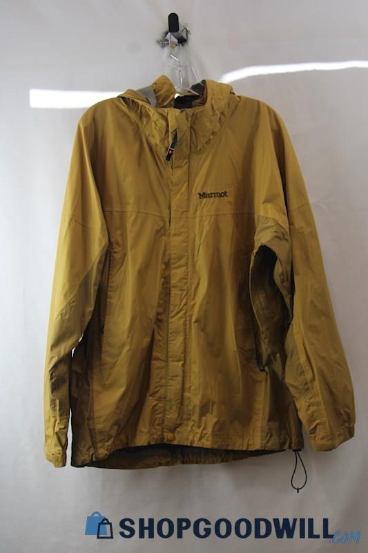 Marmot Men's Mustard Yellow Zip Up Hooded Rain Coat SZ L