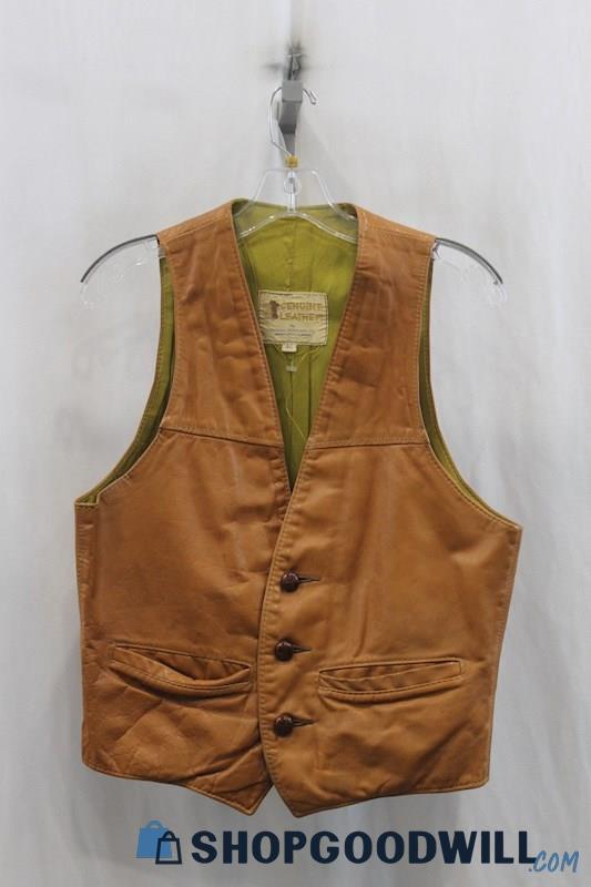 Berman Buckskin Mens Honey Brown Genuine Leather Vest Sz 40