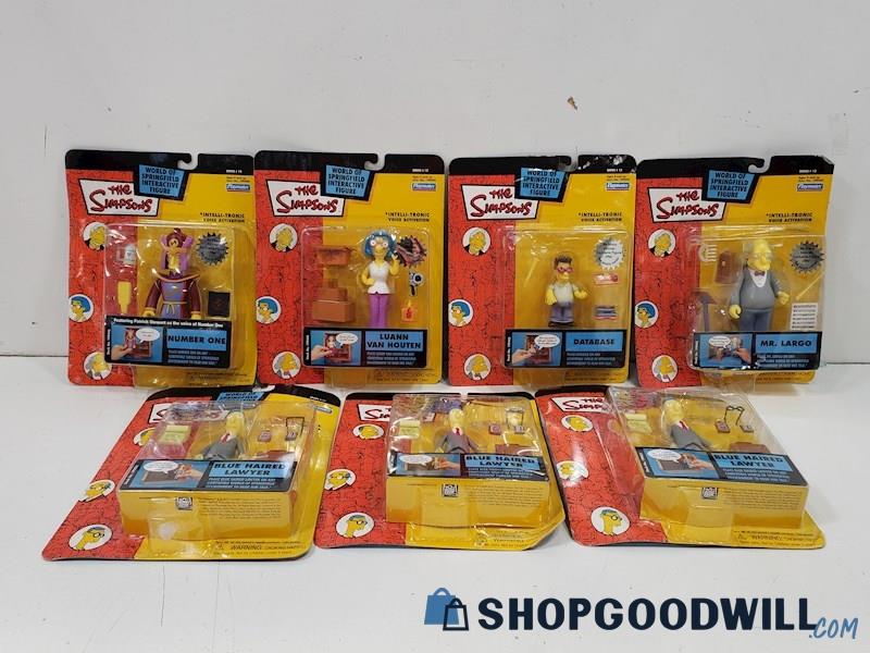 Vintage The Simpsons Interactive Figures Lot of 7 ALL NIB SEALED 2002 