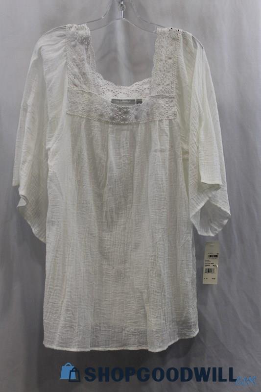 NWT New York Collection Women's White Tunic Blouse SZ XL