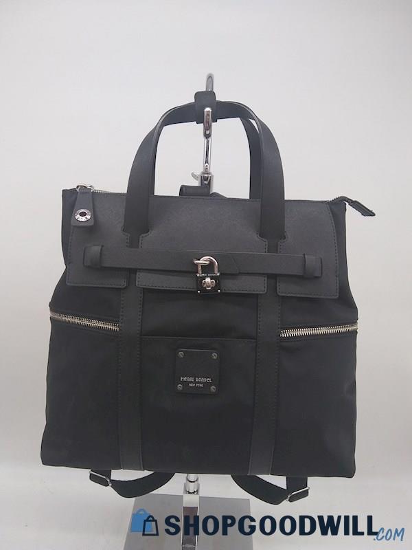 Henri Bendel Jetsetter Black Nylon Backpack Handbag Purse 