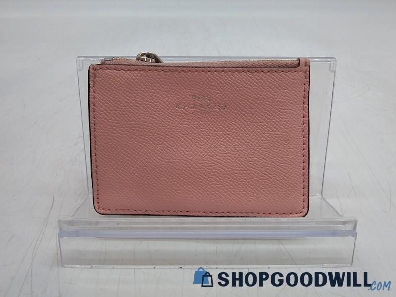 Coach Blush Pink Pebbled Leather Card Holder Wallet Handbag Purse 