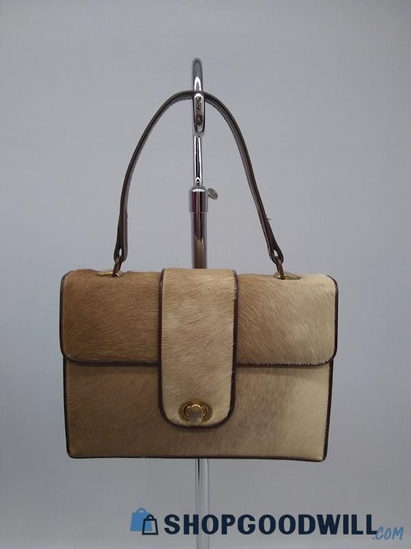 Unbranded Brown/ Beige Animal Hide Satchel Handbag Purse 