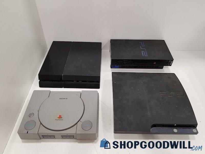 PlayStation Consoles Lot for Parts/Repair - PS1, PS2, PS3 + PS4