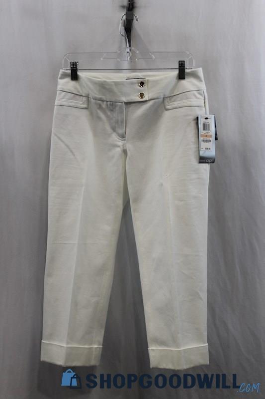 NWT Alfani Womens White Cuffed Capri Pants Sz 2