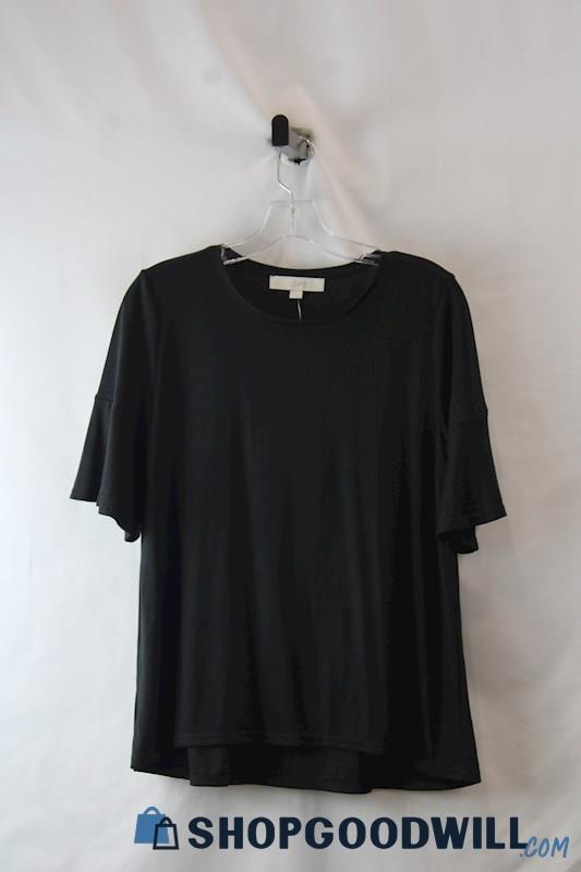 NWT LOFT Women's Black Ruffle Sleeve T-Shirt SZ M