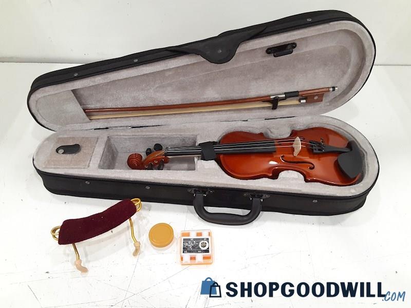 Unbranded 1/8 Violin w/Bow Case Neck Rest + More