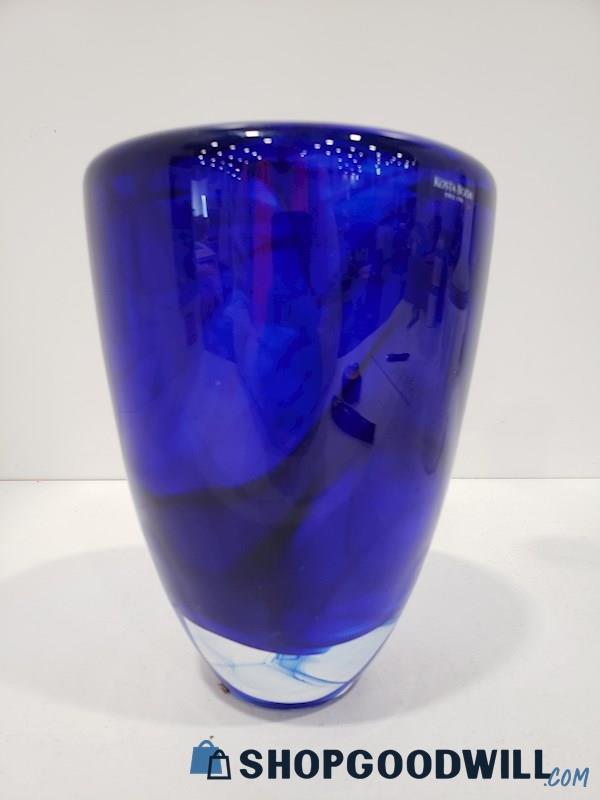 Kosta Boda Atoll Cobalt Blue Vase Hand Blown Vase