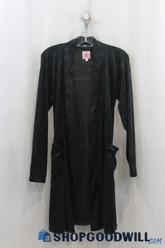 Juicy Couture Womens Black Velvet Logo Print Robe Sz S