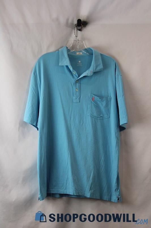 Johnnie-O Men's Pale Blue Soft Knit Short Sleeve Polo SZ XL