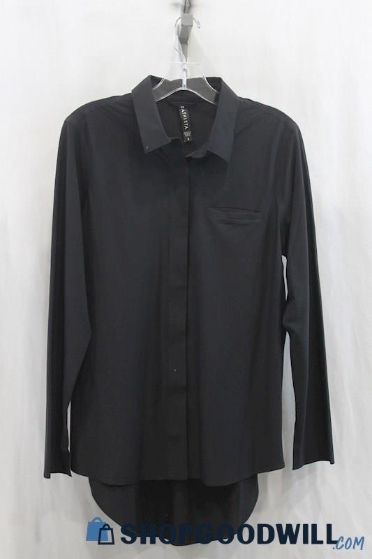 Athleta Womens Black Button Down Tunic Shirt Sz S