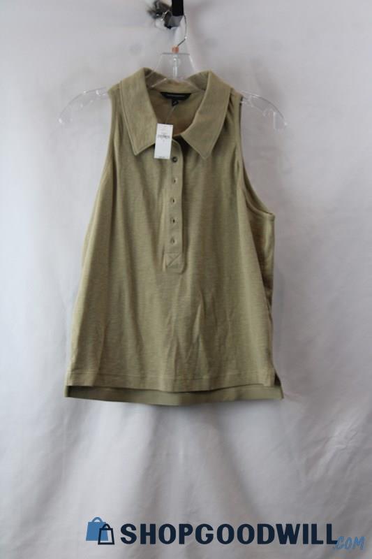 NWT Banana Republic Women's Beige Sleeve-less Collar Shirt Sz S