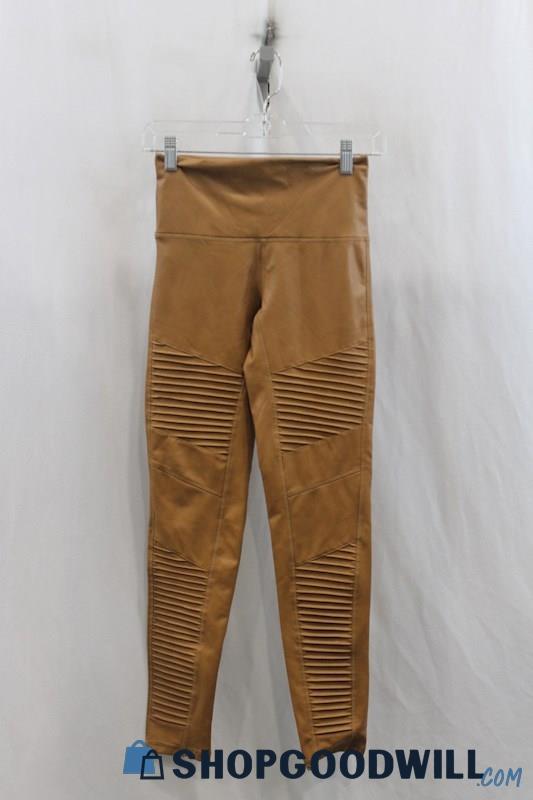 NWT 7 For All Mankind Womens Brown Ribbed Detail Faux Leather Legging Sz XS