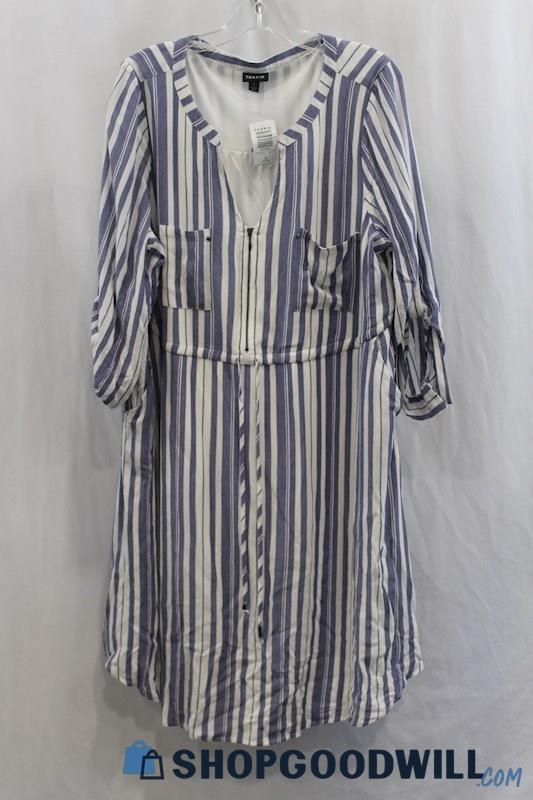 NWT Torrid Women's Blue/White Pinstripes Blouson Dress SZ 1X