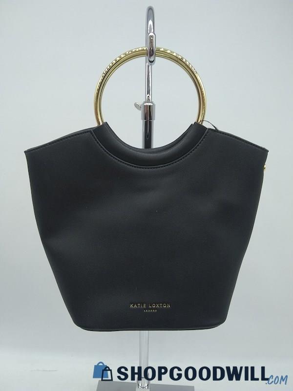 Katie Loxton Black Pebbled Faux Leather Satchel Handbag Purse