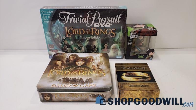 The Lord of the Rings Games/Collectible Lot w/DVD's, Figurine, & More